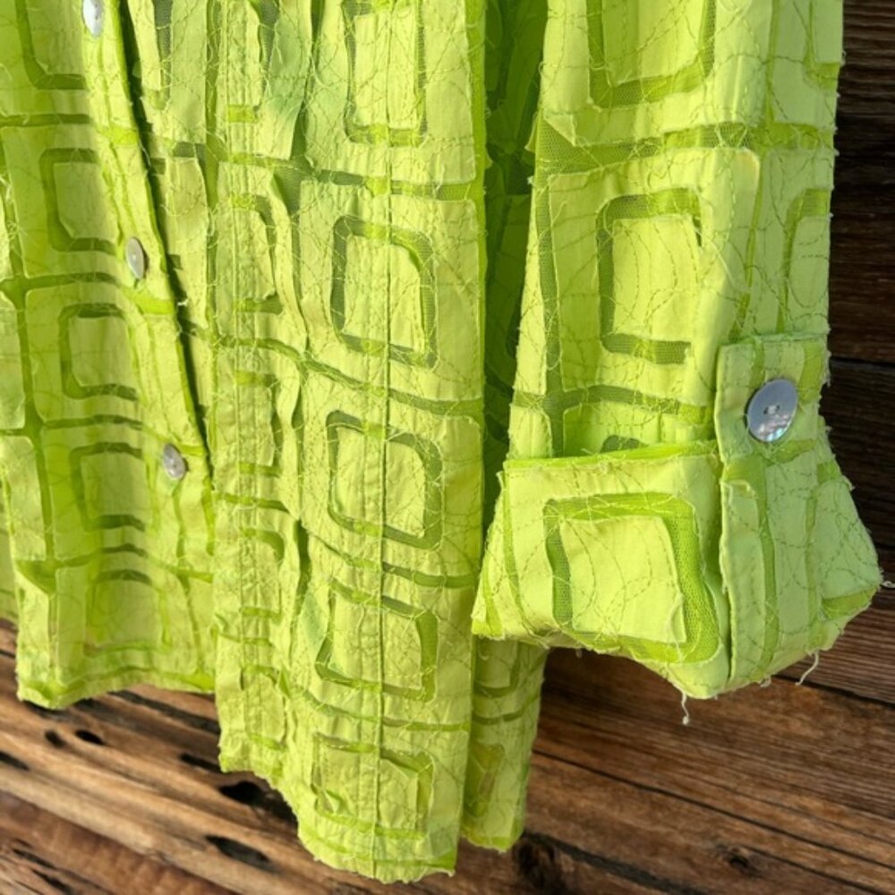 Ruby Rd. | Chartreuse Lime Green Sheer Jacket But… - image 3